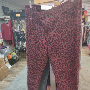 Red leopard spot ankle jeggings from Social Standard size 16